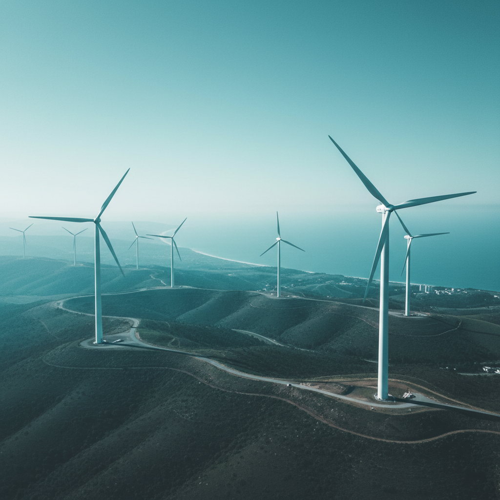 Wind turbines representing low-carbon operation